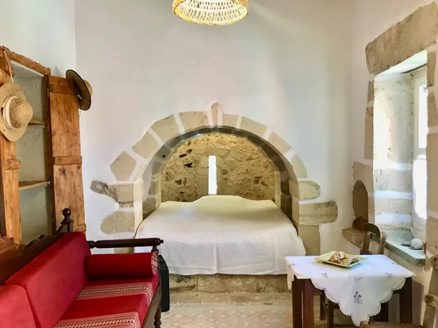 Derde slaapkamer boven met twee eenpersoonsbedden — Spiti Athinà, Gavalochori, Kreta